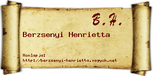 Berzsenyi Henrietta névjegykártya